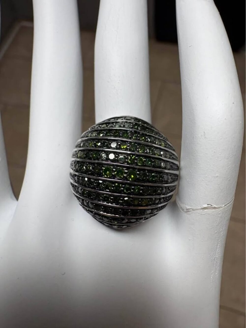Sterling Silver 1.00 CT TW Natural Green Diamond Ring Size 7